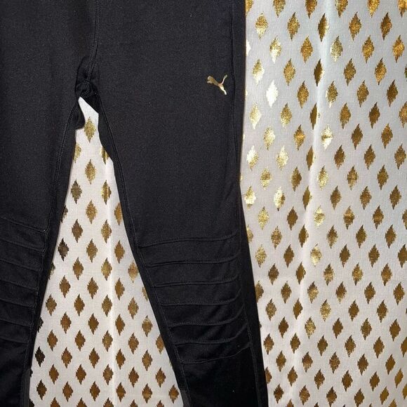 Puma leggings medium gold ribbed knees size M - Picture 1 of 5